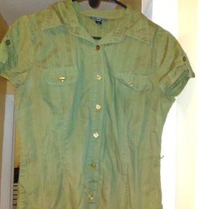 Iz Byer women's button-down shirt green XL